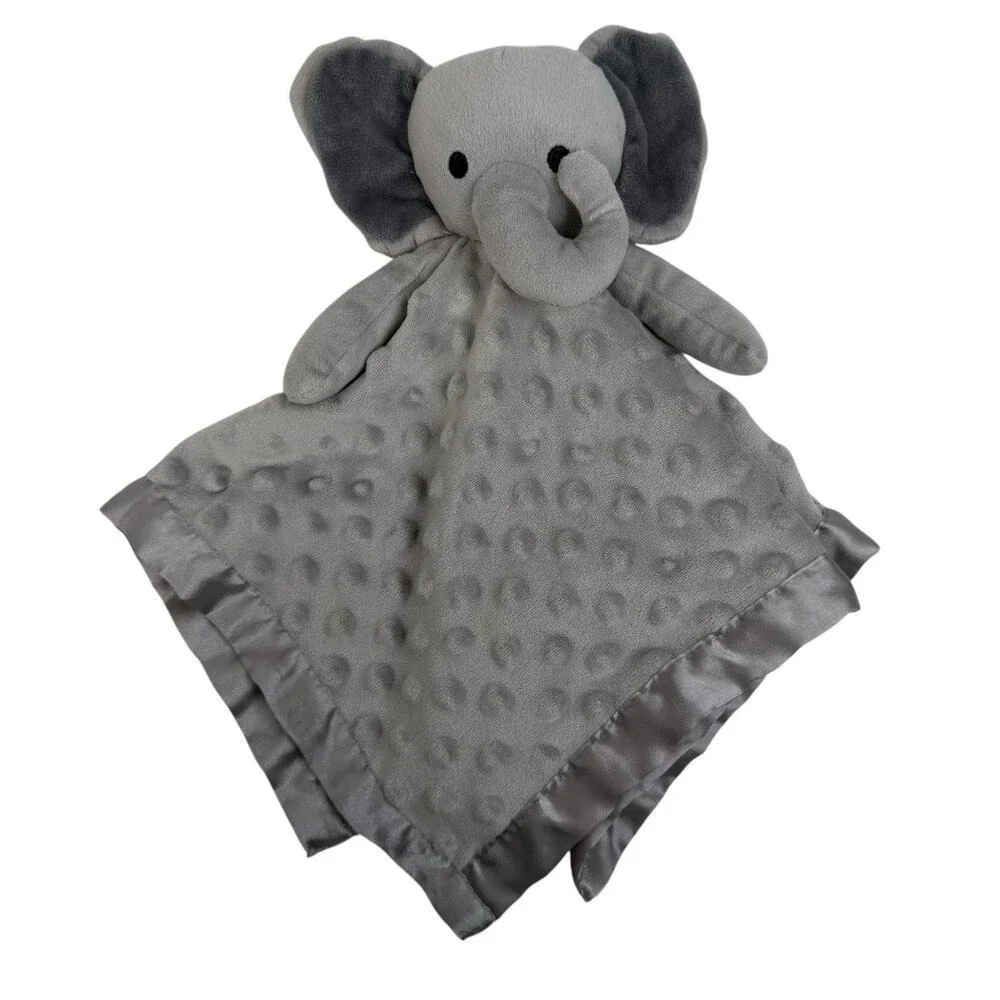 Pro Goleem Elephant Lovey Soft Security Blanket Snuggle Toy Minky Satin Trim‎